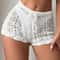 Hollow Drawstring Open Waist Knitted Bikini Blocked Womens Shorts Stylish Comfortable Beachwear