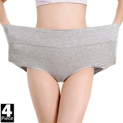 high waist cotton panties for women, plus size breathable underwear with body slimming & abdominal support