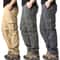 Men Pocket Loose Overalls Elastic Waist Pure Cotton Tactical Pants For Outdoor Sports Work 0