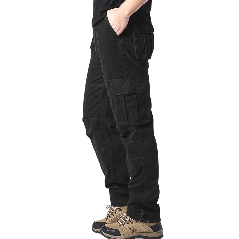 Men Pocket Loose Overalls Elastic Waist Pure Cotton Tactical Pants For Outdoor Sports Work 8