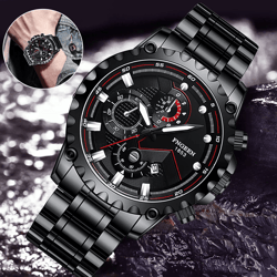 waterproof men's luxury watch, stainless steel quartz luminous classic wristwatch for business, outdoor & daily wear