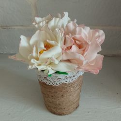Bouguet delicate roses handmade/ artificial flowers/floral arrangements/gifts for her, mother Day gifts/ home decor