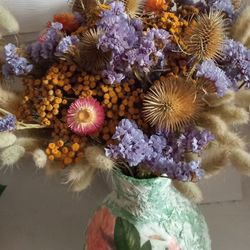 Bouguet natural dried flowers/hand art flowers/ floral arrangements/ home decor/ gift for her/ birthday gift/ grandma