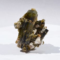 The intergrowth of green tourmaline crystals | Siberia | Tourmamline | Mineral collection | Rare specimen | Malkhan