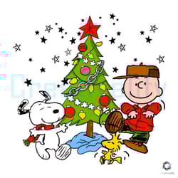 charlie brown and snoopy xmas tree svg peanuts file