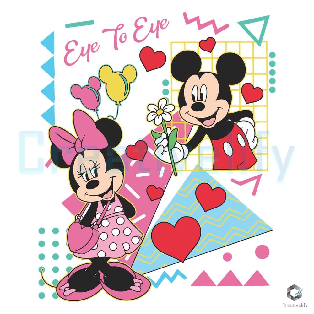 Cute Eye To Eye Valentine SVG Mickey And Minnie Heart File.jpg