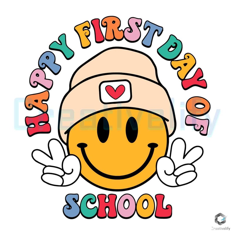 Happy First Day Of School SVG Smiley Face Cutting Digital File.jpg