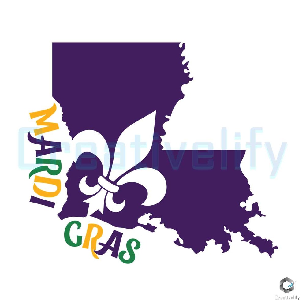 Louisiana Mardi Gras Party SVG American Map File Design.jpg