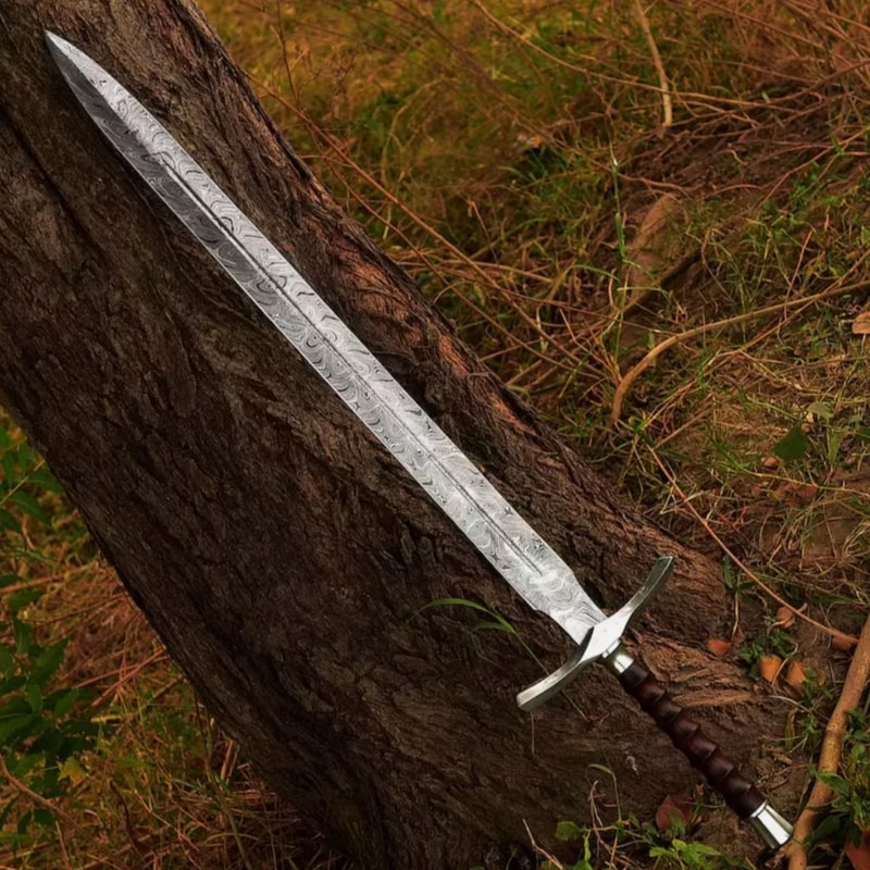 Hand Forged Damascus Steel Battle Ready Viking Sword Scabbard Razor Sharp 0