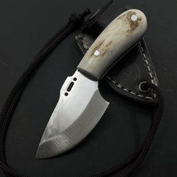 handmade stainless steel knife necklace | mini 3.34 blade pendant + leather sheath | unique outdoor gift