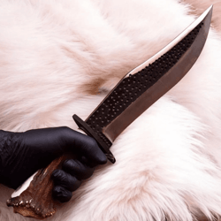 handmade stainless steel hunting knife | stag horn handle | full tang fixed blade with leather sheath | husband gift