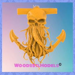 3d model stl file for cnc router laser & 3d printer anchor with skull tentacles
