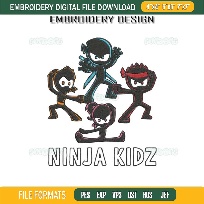 Ninja Kidz Embroidery Design File, Kids Boy Ninja For TV Kidz Embroidery Design File.jpg