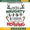 On The Naughty List And I Regret Nothing Embroidery Design File, Holiday Winter Embroidery Design File 1.jpg
