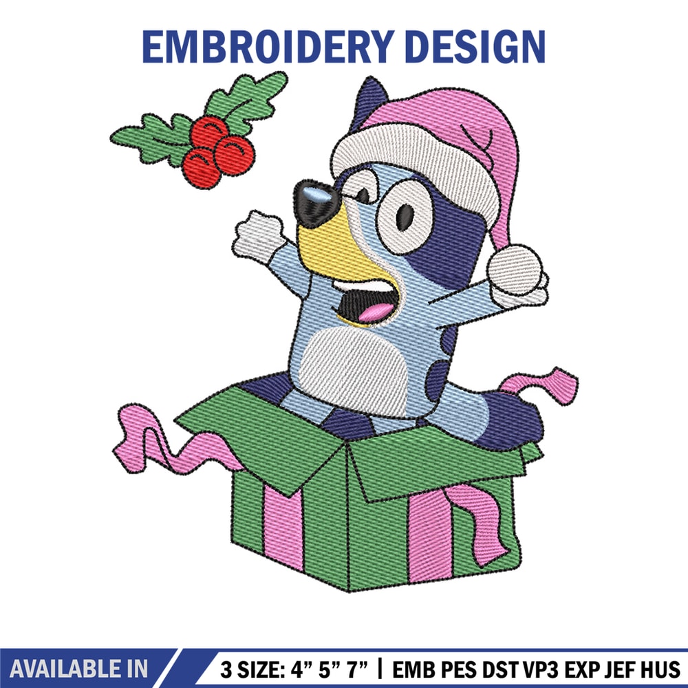 Bluey merry embroidery design, Bluey embroidery, Chrismas design, Embroidery file, Embroidery shirt, Digital download.jpg