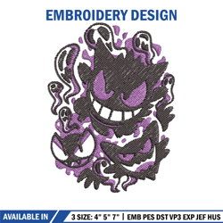 gengar evolution embroidery design, pokemon embroidery, anime design, embroidery shirt, embroidery file,embroidery desig