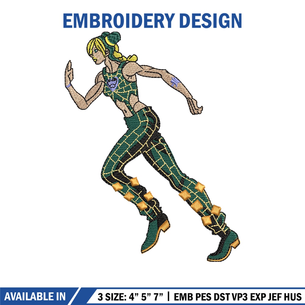 Jolyne Cujoh embroidery design, JoJo's bizarre adventure embroidery, logo design, Embroidery shirt, Instant download.jpg