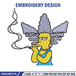 marge simpson smoking embroidery design, marge simpson embroidery, cartoon design, embroidery file, embroidery design