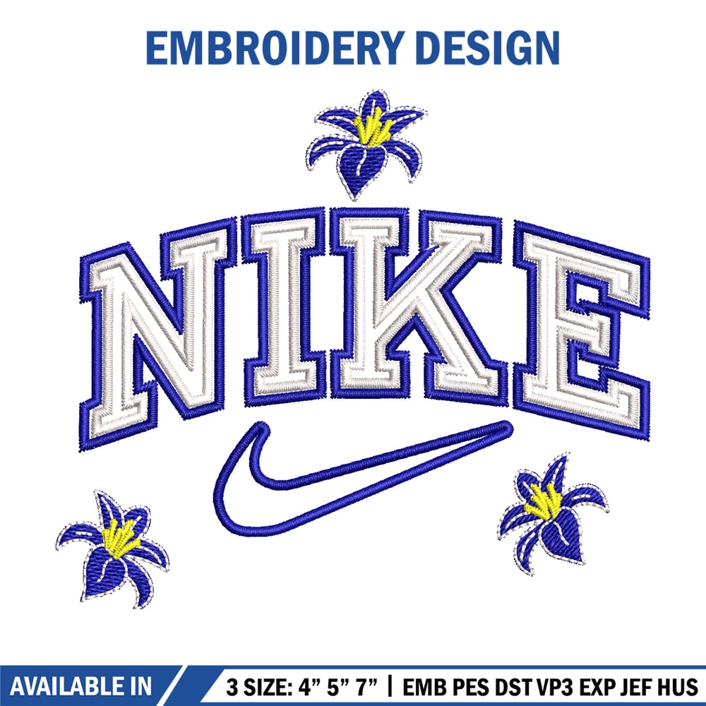 Nike flower embroidery design, Flower embroidery, Nike design, Embroidery shirt, Embroidery file, Digital download 1.jpg