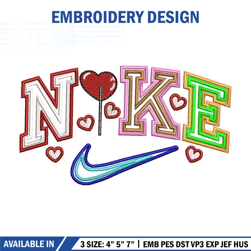 Nike red heart embroidery design, Logo embroidery, Nike design, Embroidery shirt, Embroidery file, Digital download 1.jpg