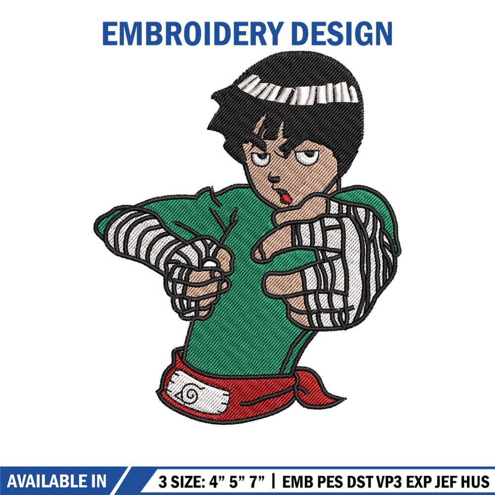 Rock lee embroidery design, Naruto embroidery, Anime design, Embroidery file, Digital download, Embroidery shirt.jpg