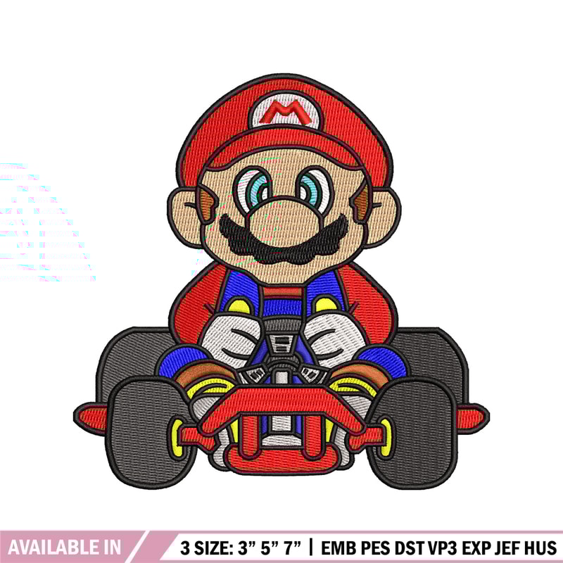 Mario car embroidery design, Super Mario bros embroidery, game design, logo design, game shirt, Digital download..jpg
