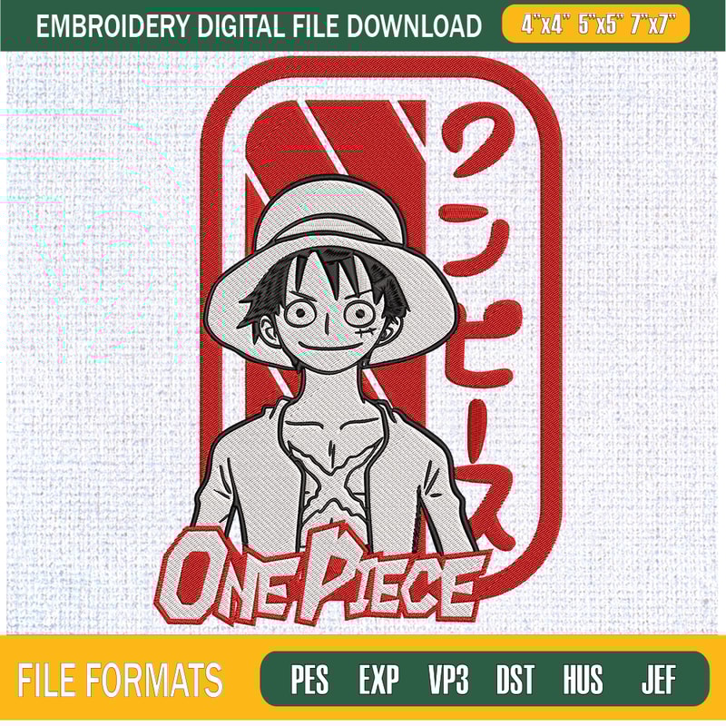 Luffy with One Piece Logo Embroidery Designs, One Piece Machine Embroidery Design, Machine Embroidery Designs - Premium & Original SVG Cut Files.jpg