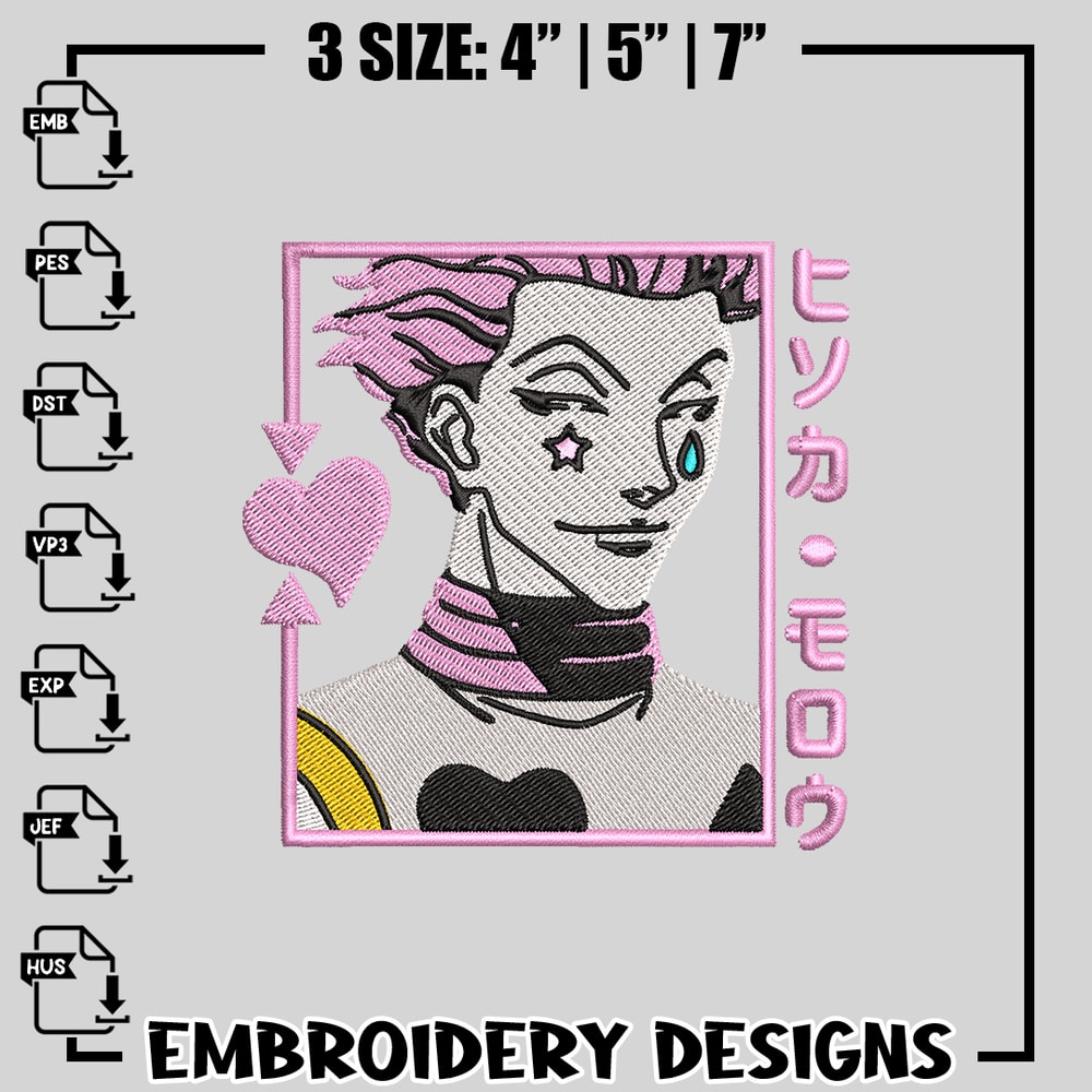 Hisoka Large embroidery design, hunter x hunter embroidery, anime design, logo design, anime shirt, Digital download.jpg