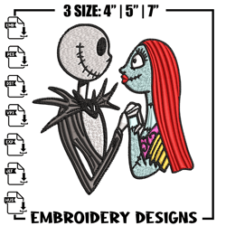 jack and sally love embroidery design, horror embroidery, horror design, embroidery file, logo shirt, digital download