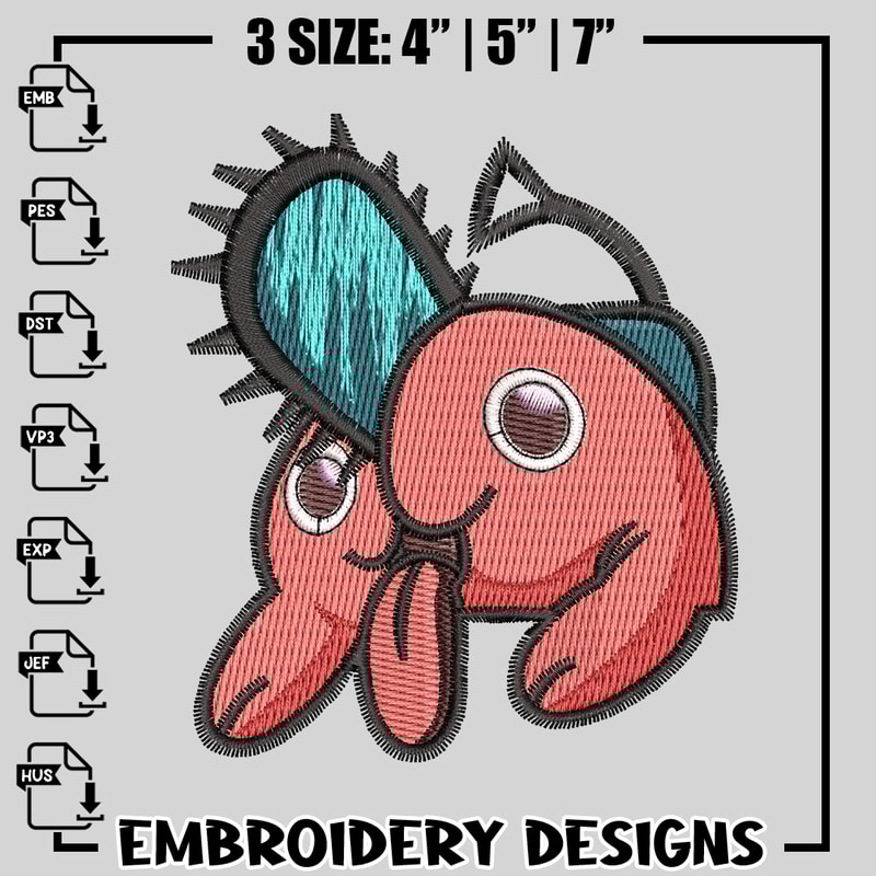 Pochita anime embroidery design, Chainsaw Man embroidery, anime design, logo design, anime shirt, Digital download.jpg