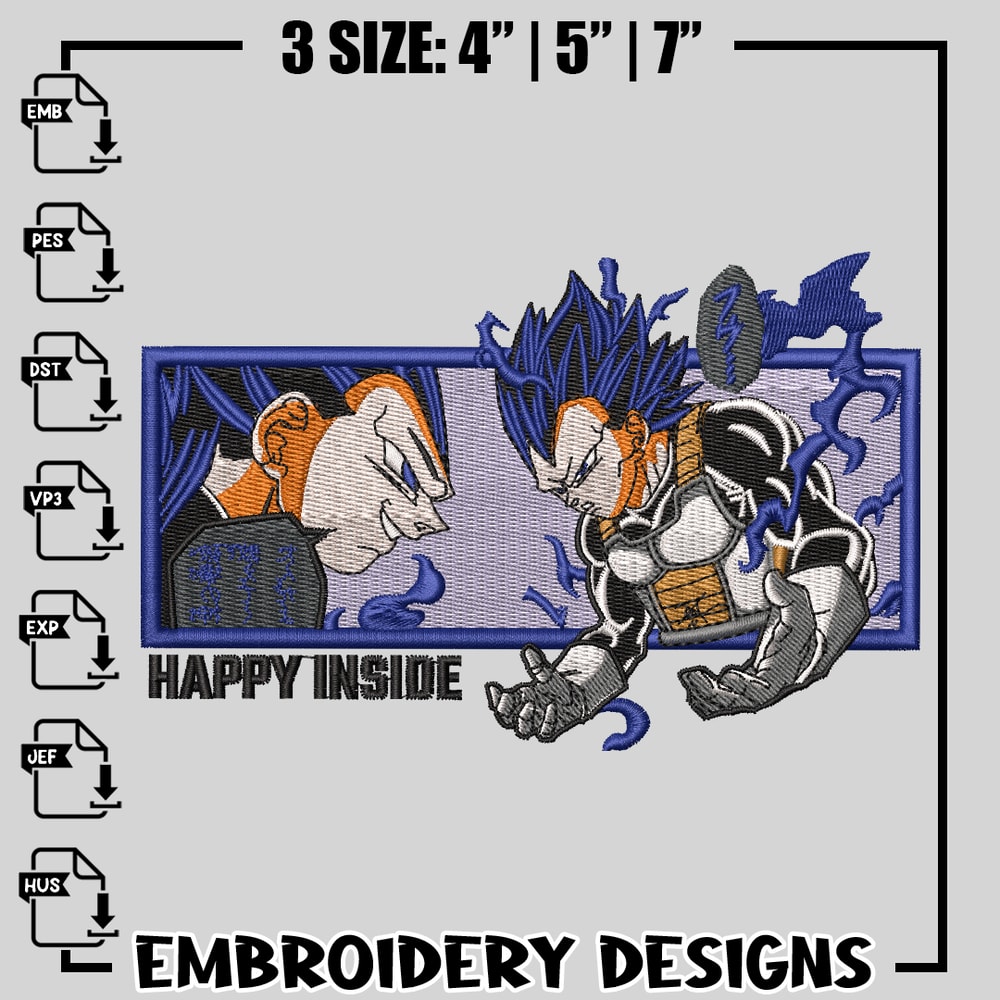 Vegeta embroidery design, dragon ball embroidery, anime design, logo design, anime shirt, Instant download.jpg