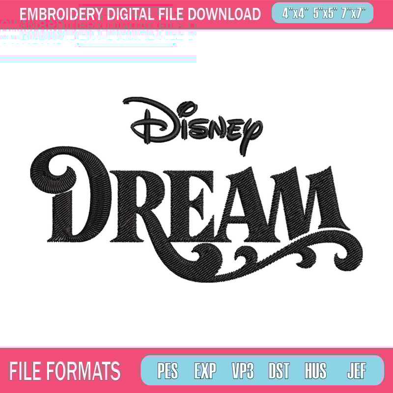 Disney Dream Embroidery Design, Disney logo Embroidery, Embroidery File, Embroidery design, Digital download..jpg
