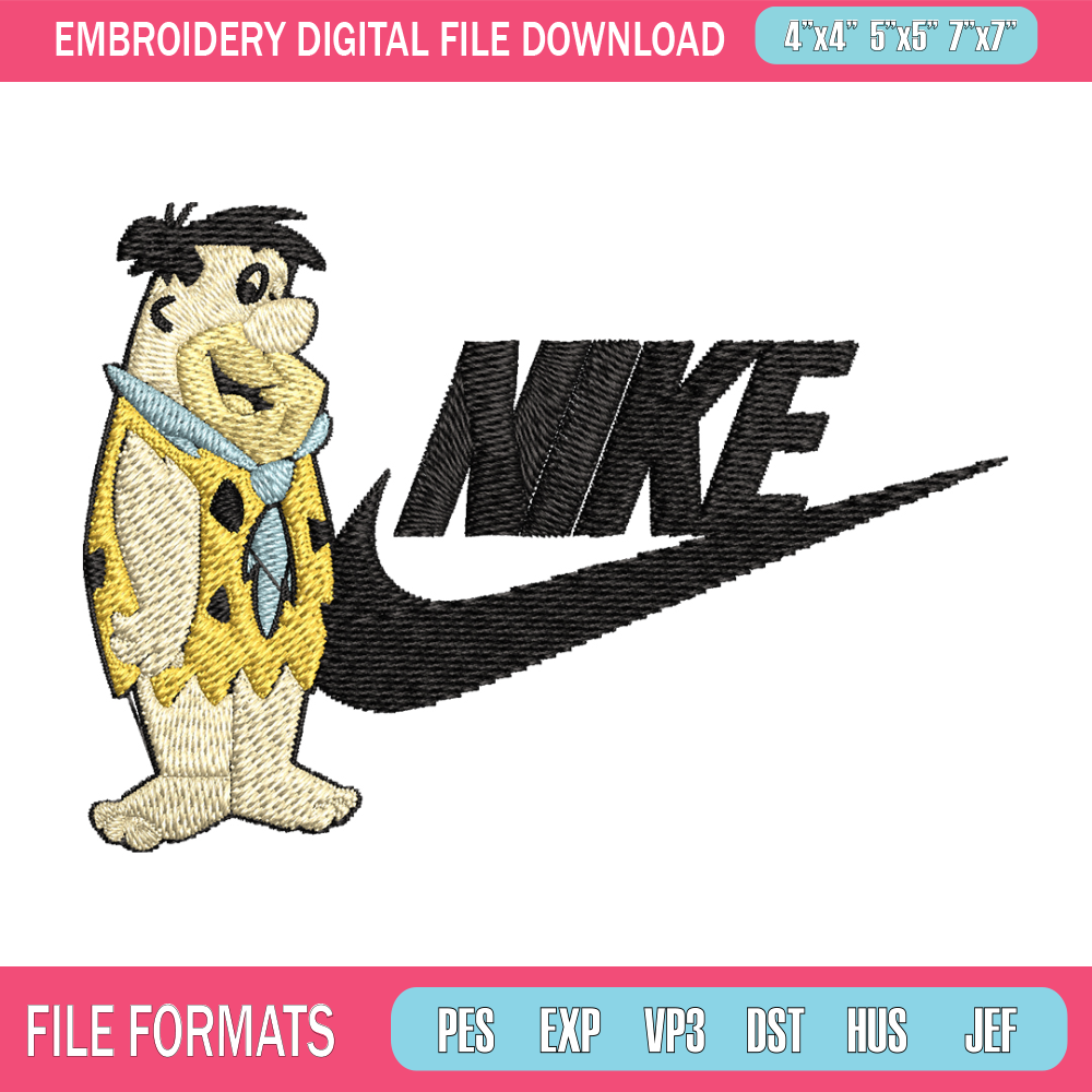 Fred Flintstone Nike Embroidery design, Fred Flintstone Embroidery, Nike design, Embroidery file, Instant download..jpg