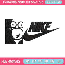 homer simpson nike embroidery design, homer simpson embroidery, nike design, embroidery file, instant download