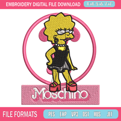 moschino milano lisa simpson embroidery design, simpson embroidery, cartoon design, embroidery file, digital download