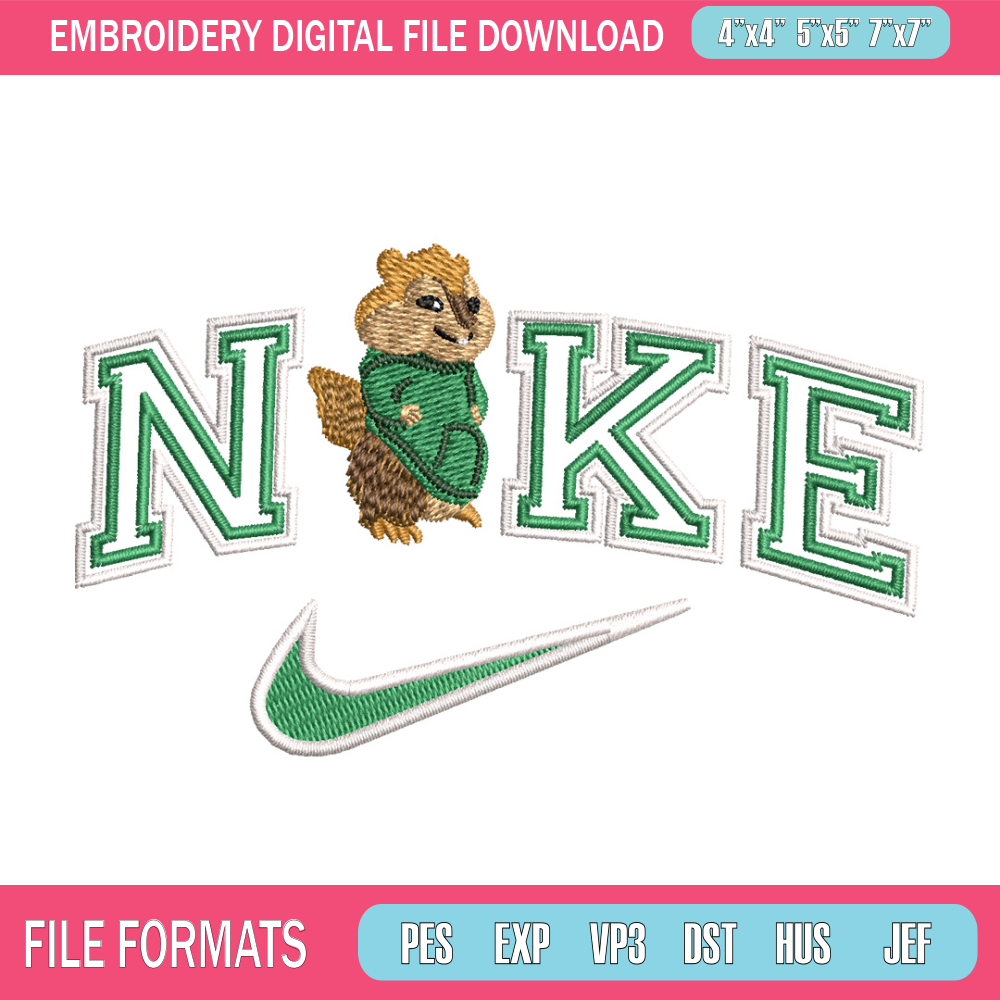Nike x squirrel embroidery design, squirrel embroidery, Nike design, Embroidery shirt, Embroidery file,Digital download.jpg