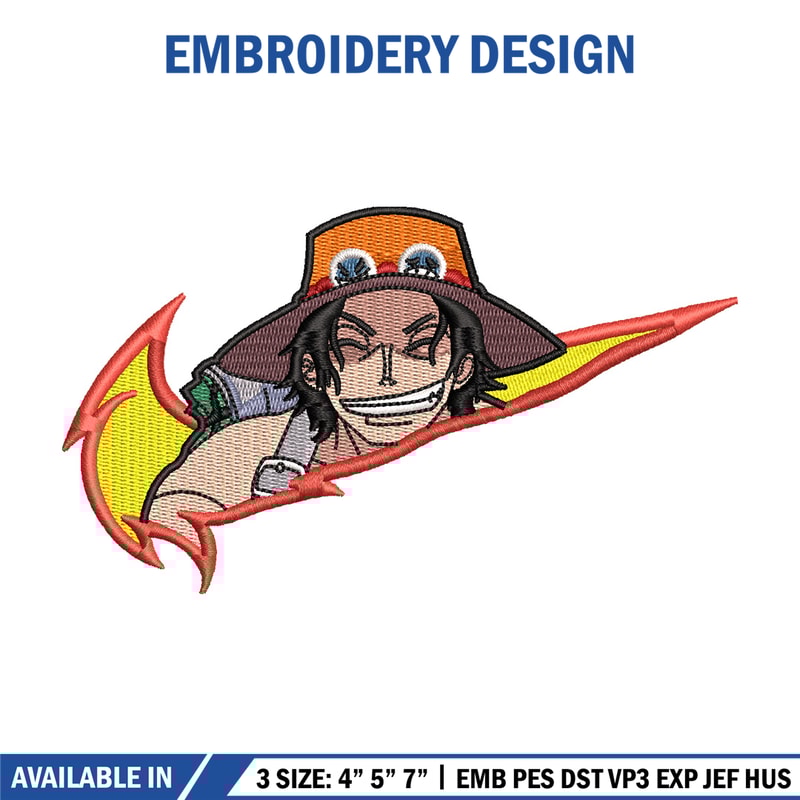 Ace box embroidery design, One piece embroidery, Nike design, Embroidery shirt, Embroidery file, Digital download.jpg