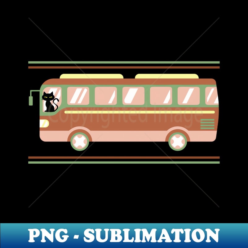 Retro Cat Driving a Bus Mask T-Shirt iPhone Sweatshirt - Aesthetic Sublimation Digital File