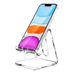 Clear Acrylic Cell Phone Stand Desk Dock Holder phone holder case Smartphone Universal Desktop Charger Support, clipper