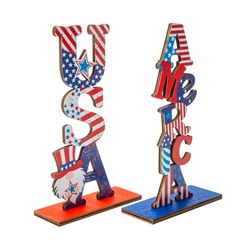 Table Day Patriotic 4thJuly Wooden Signs Independence 4Th Sign Decor Centerpiece Wood Memorial Decorations Party Letter