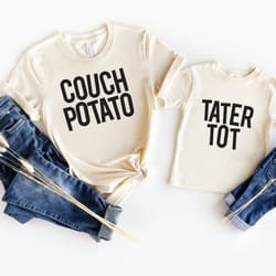 dad and baby matching sweatshirt gift set couch potato dad shirt tater tot baby bodysuit or shirt fun gift for fathers