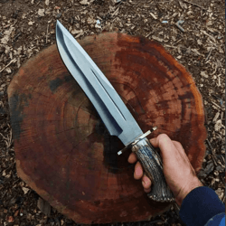 seraphim falls inspired stag bowie knife | hand-forged d2 steel knife | hunting lover
