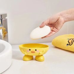 duck-shaped soap holder with drain, self-draining soap dish for bathroom and kitchen