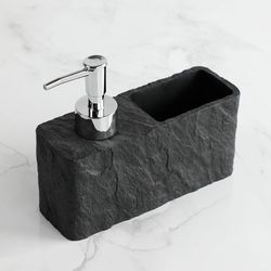 imitation black rock soap dispenser with sponge holder for kitchen and bathroom