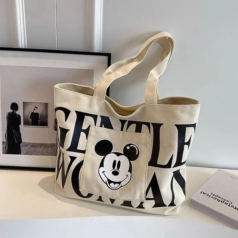 Mickey Cartoon Canvas Tote Bag Kawaii Anime Handbag For Women Large Capacity Fashion Satchel Backpa 6