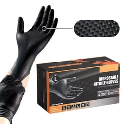 industrial black nitrile gloves heavy duty disposable gloves with diamond textured grip, ideal for mechanics, artists