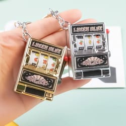 simple fashion trend slot machine keychain, creative fruit machine toy & personalized car pendant gift