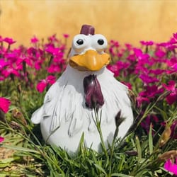 resin funny chicken fence decor statues, farm yard hen sculpture art for garden, courtyard, home decor & housewarming