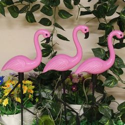 outdoor solar flamingo garden led stake lights, waterproof pathway lawn yard landscape decorative lighting