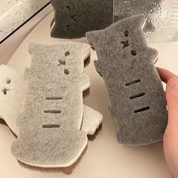 cute cat kitchen sponge set, thick & durable dishwashing sponges for effective cleaning
